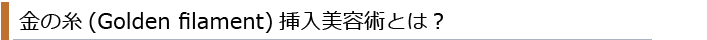 金の糸(Golden filament)挿入美容術とは？