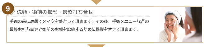 洗顔・術後の撮影・最終打ち合わせ