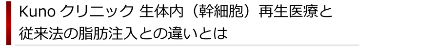 Kunoクリニック生体内（幹細胞）再生医療と従来法の脂肪注入との違いとは