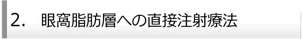 2.眼窩脂肪層への直接注射療法